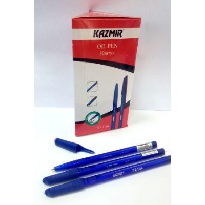 Ручка  KAZMIR-1166 трехгранная  0.7мм прозр.синий.корпус (30шт,уп)